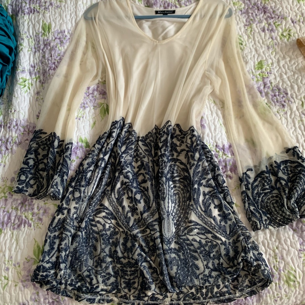 Babydoll Mini Dress with Sheer Sleeves